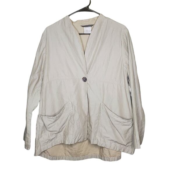 ELEMENTE CLEMENTE TAN JACKET BLAZER LINEN COTTON BLEND SIZE 1 / SMALL - Picture 2 of 13